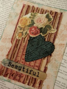 Finished card. Heart was die cut on my Big Shot with a Sizzix Embosslit.